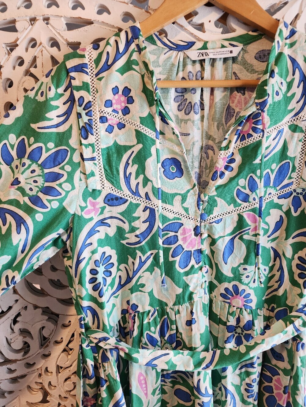 ZARA FLORAL LONG SLEEVE MINI DRESS SIZE XS - Picture 4 of 14